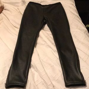 Fleece lined leather leggings